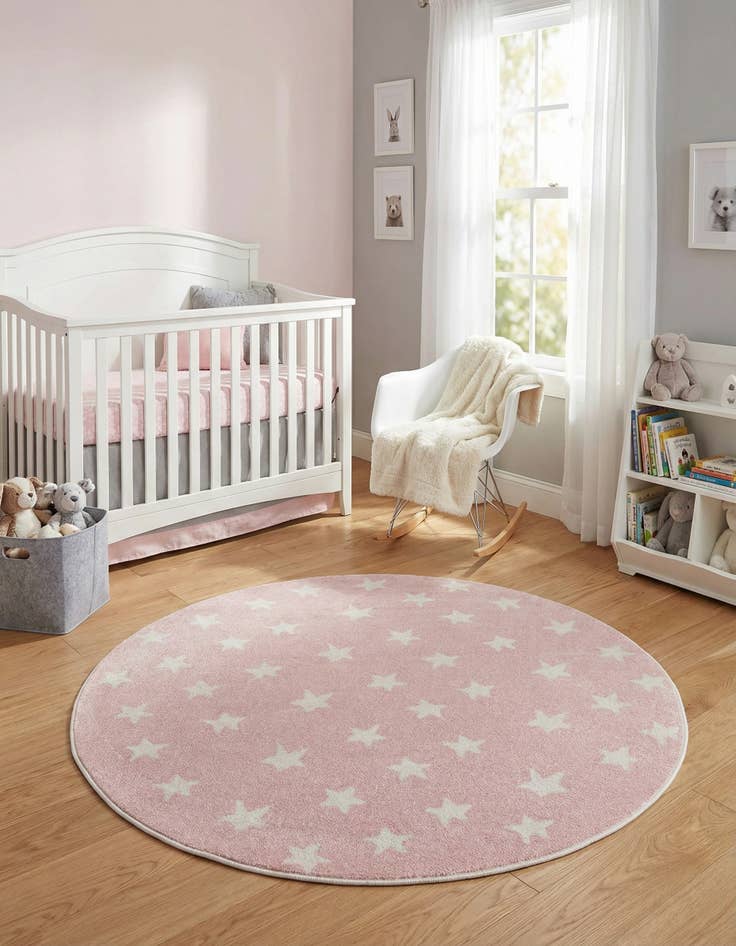 Detail image of 5' 3 x 5' 3 Stars Whimsy Kids Round Rug
