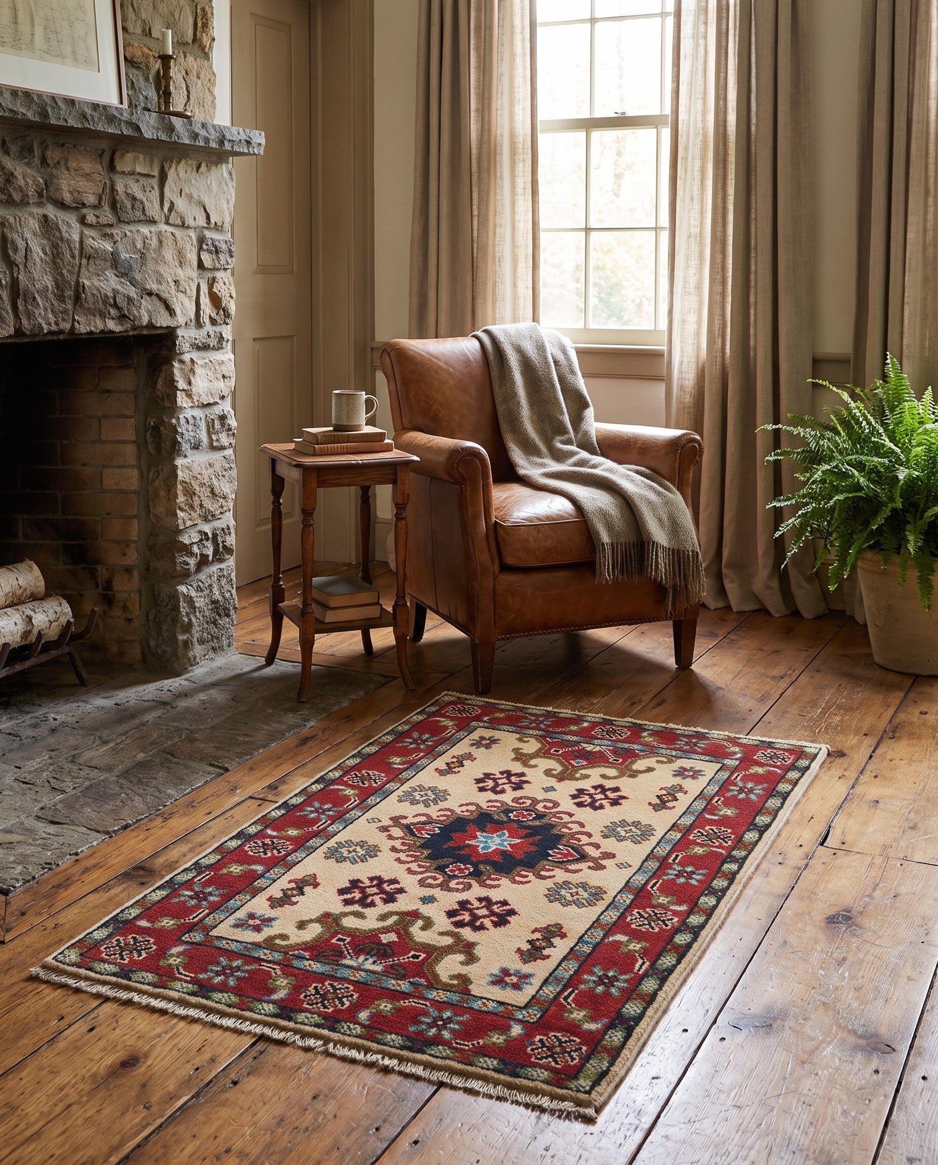 1' 11 x 3' 1 Hand Knotted Kazak Rug