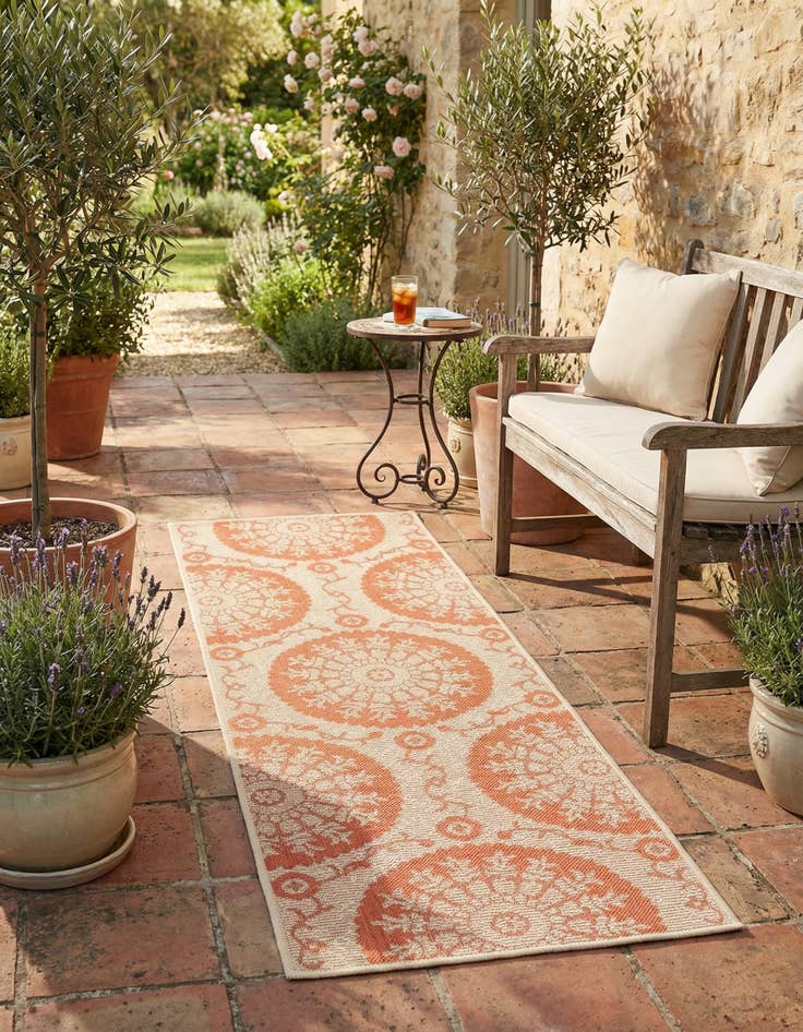 Detail image of 2' 2 x 6'  Washable Botanical Indoor / Outdoor Runner Rug