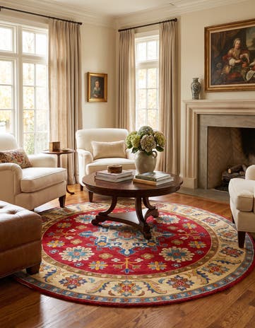 8' 3 x 8' 4 Hand Knotted Kazak Round Rug