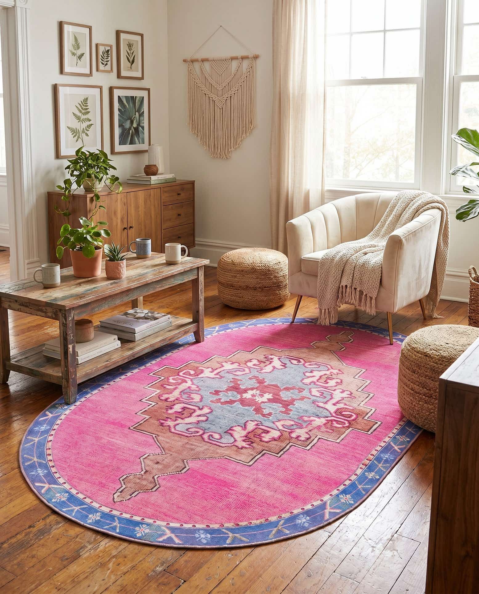 5' x 8' Washable Timeless Oval Rug