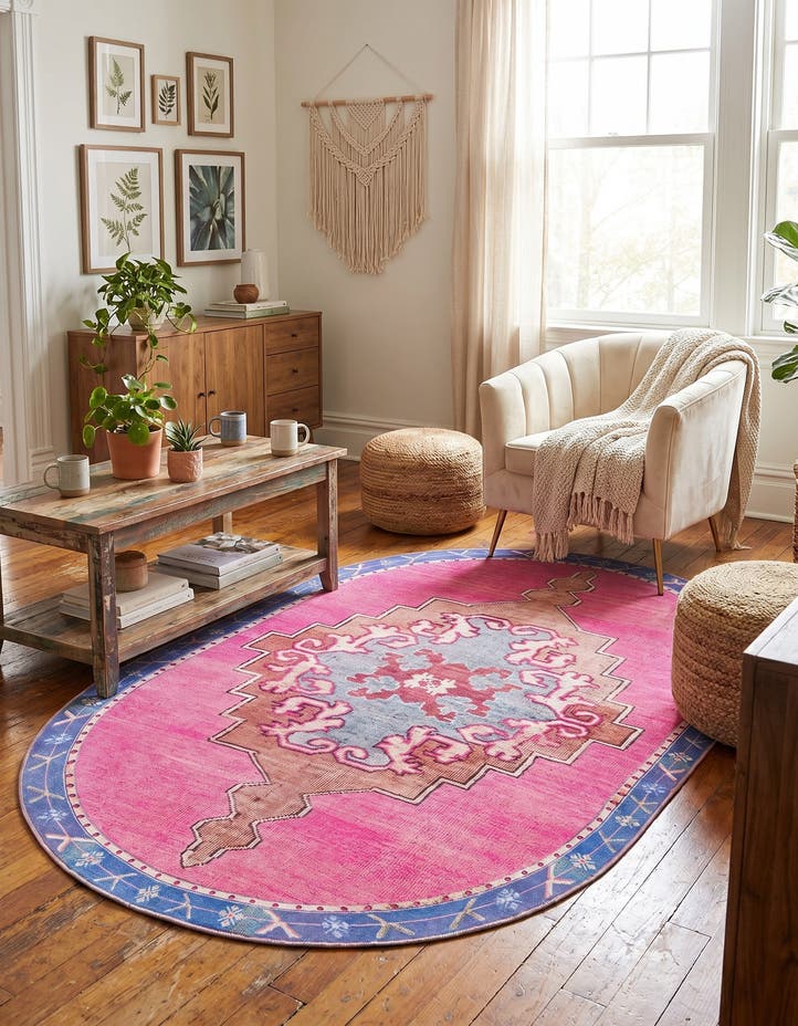 5' x 8' Washable Timeless Oval Rug