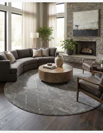 Gray and Silver Vogue Geo Round Rug