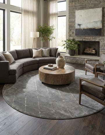 Gray and Silver Vogue Geo Round Rug