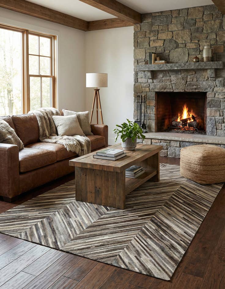 Detail image of 4' 1 x 6' 2 Cowhide - Patchwork Rug