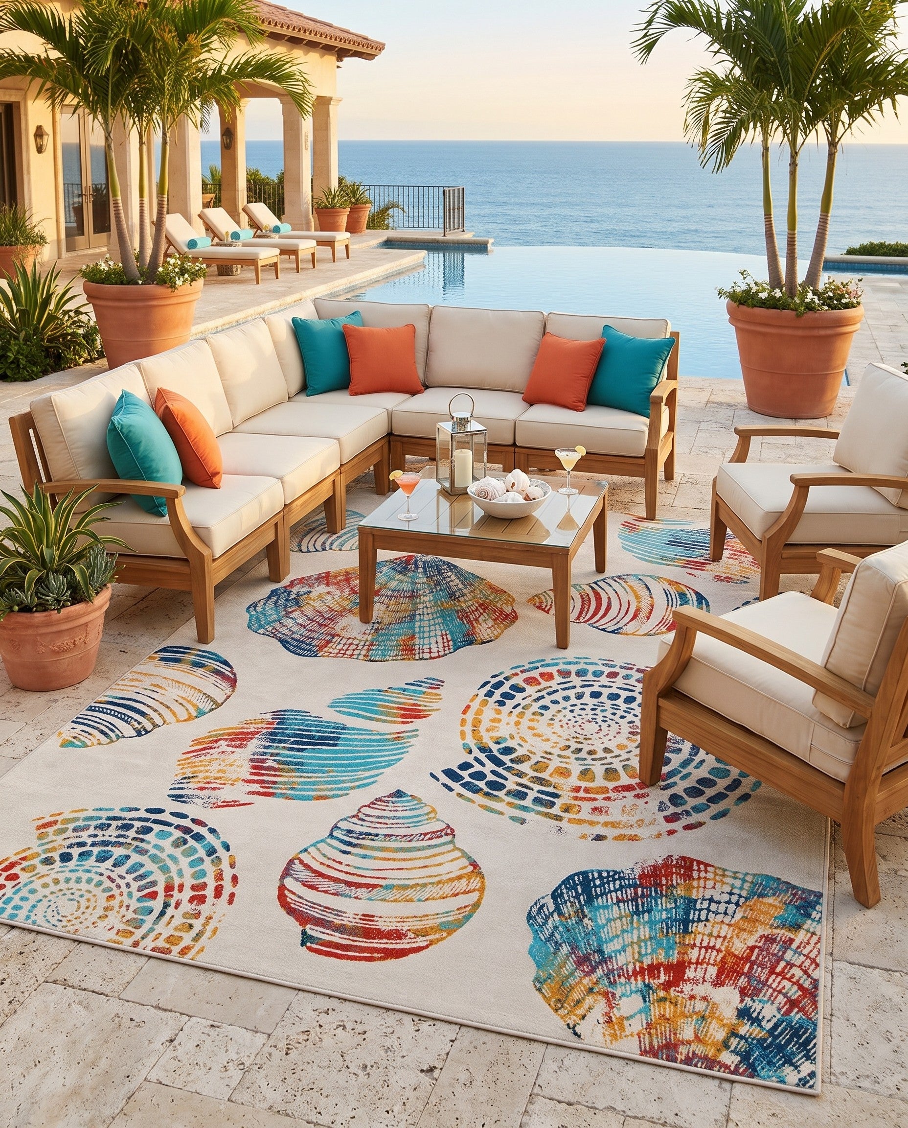 Easy-Clean Coastal Indoor / Outdoor Rug