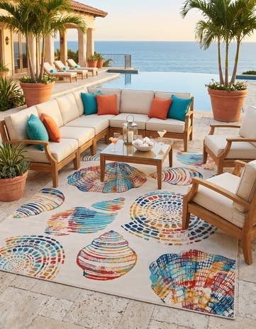 Easy-Clean Coastal Indoor / Outdoor Rug
