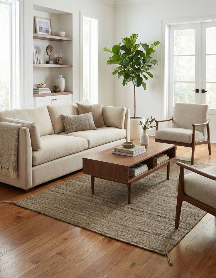 Detail image of 4' 4 x 5' 11 Hand Woven Kilim Modern Wool Rug