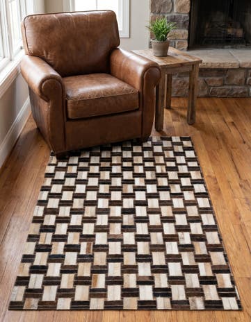 2' 11 x 4' 11 Cowhide - Patchwork Rug