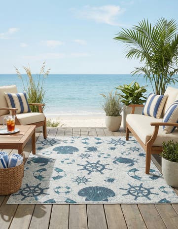 7' 10 x 10' Easy-Clean Coastal Indoor / Outdoor Rug