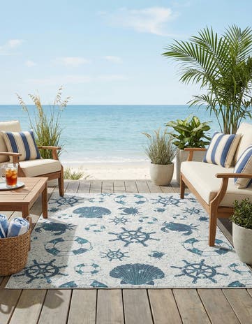 7' 10 x 10' Easy-Clean Coastal Indoor / Outdoor Rug