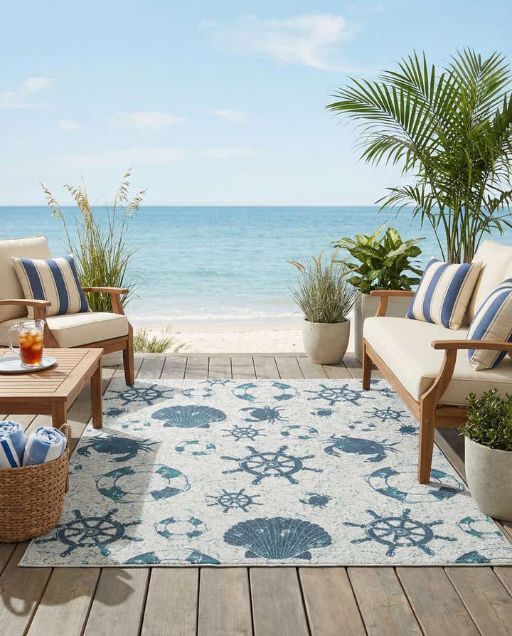7' 10 x 10' Easy-Clean Coastal Indoor / Outdoor Rug