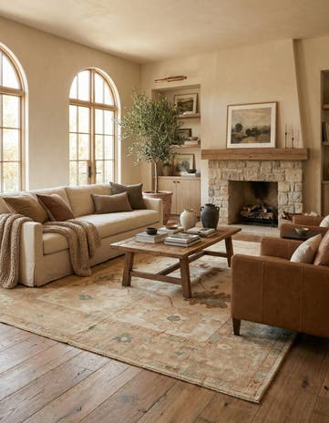 9' x 11' Hand Knotted Oushak Wool Rug