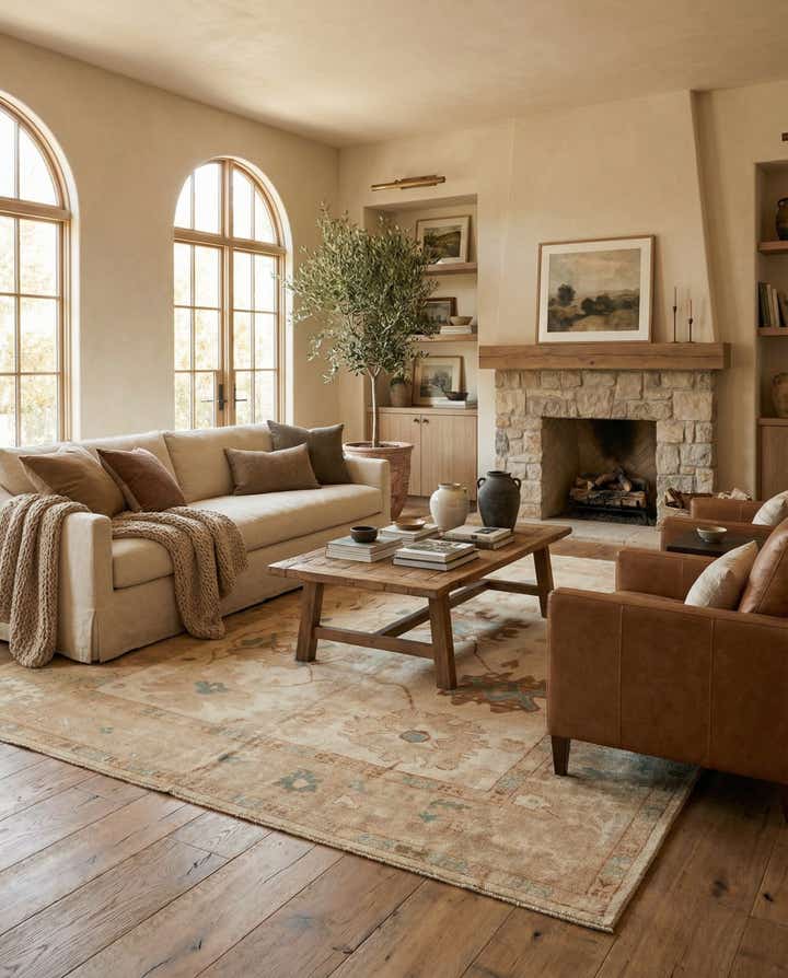 9' x 11' Hand Knotted Oushak Wool Rug