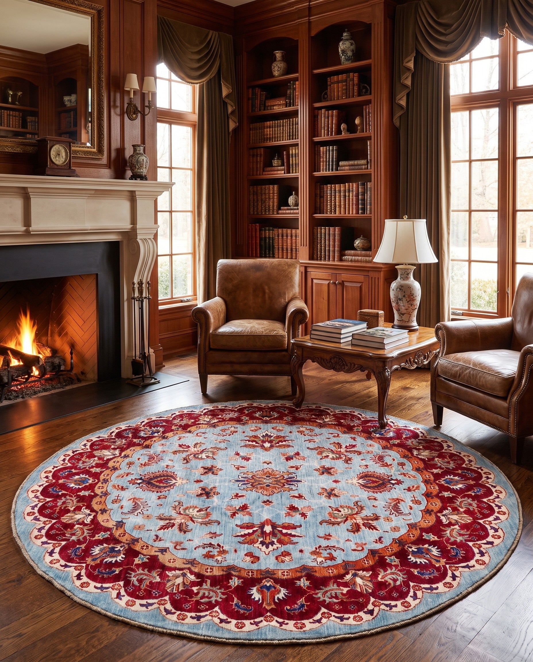 5' 9 x 5' 9 Hand Knotted Kazak Round Rug