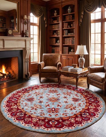 5' 9 x 5' 9 Hand Knotted Kazak Round Rug