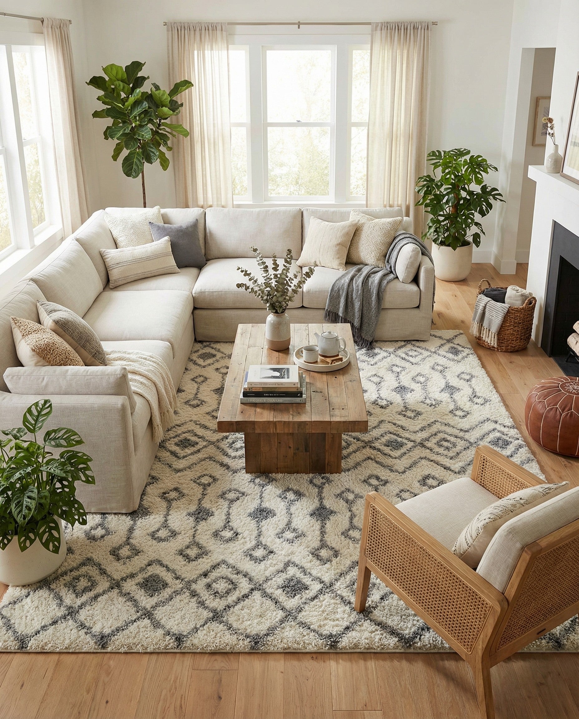 10' x 10' Moroccan Trellis Shag Square Rug