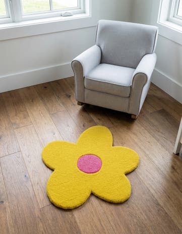 2' 2 x 2' 2 Happy Rugs Funky Flower Wool Round