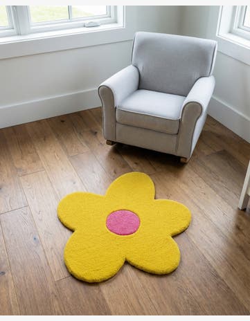 2' 2 x 2' 2 Happy Rugs Funky Flower Wool Round