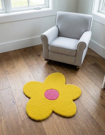 2' 2 x 2' 2 Happy Rugs Funky Flower Wool Round