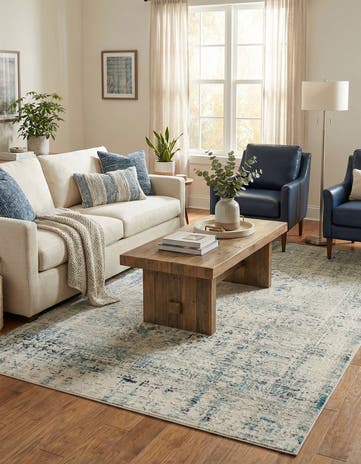 Ivory and Blue Finsbury Rug