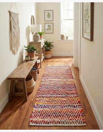 2' 2 x 6' 1 Hand Woven Chindi Chevron Runner Rug