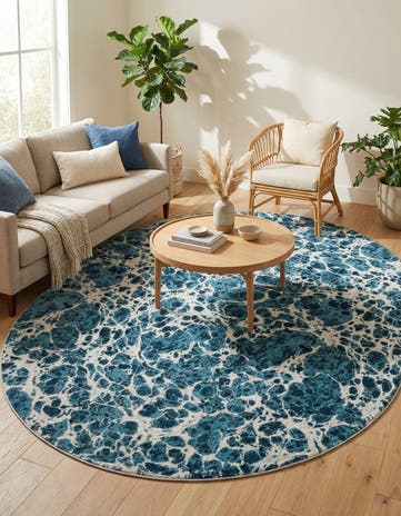 Blue Oasis Oval Rug