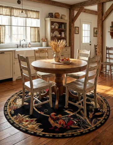 Black Pastoral Round Rug