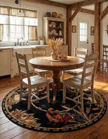 Black Pastoral Round Rug