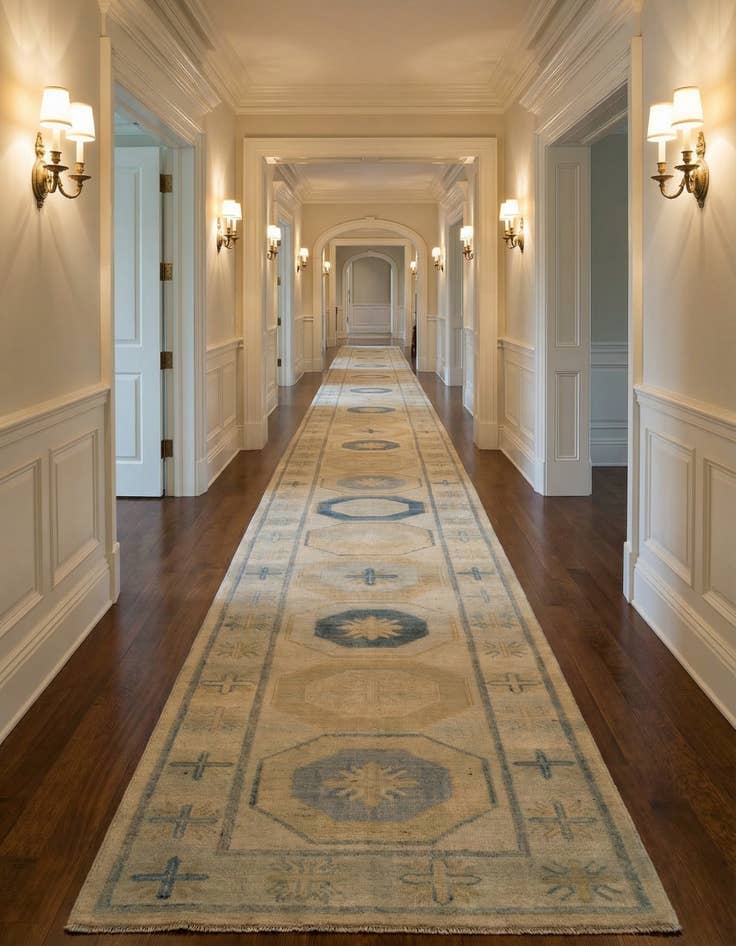 Detail image of 2' 10 x 16' 3 Hand Knotted Oushak Wool Runner Rug