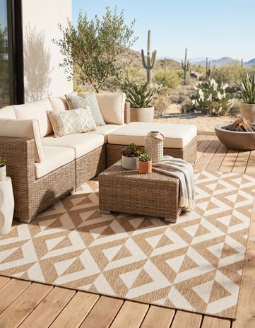 Beige Easy-Clean Jill Zarin Napa Indoor / Outdoor Square Rug