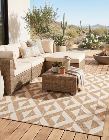 Beige Easy-Clean Jill Zarin Napa Indoor / Outdoor Square Rug