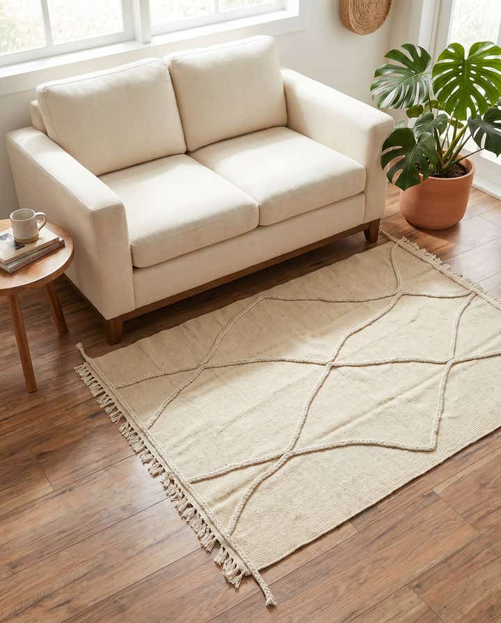 100cm x 155cm Handgeknüpft Marokkanisch Wolle Teppich