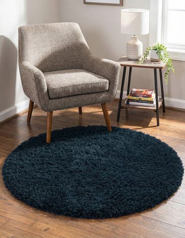 Cobalt Infinity Shag Round Rug