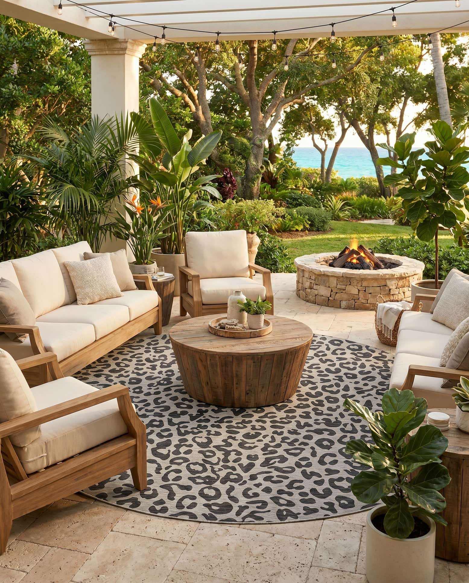 12' x 12' Easy-Clean Safari Indoor / Outdoor Round Rug