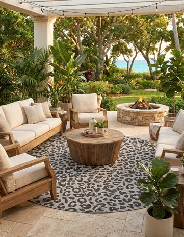 12' x 12' Easy-Clean Safari Indoor / Outdoor Round Rug