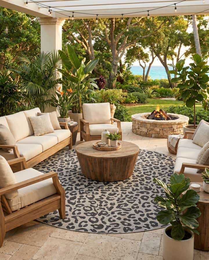 12' x 12' Easy-Clean Safari Indoor / Outdoor Round Rug