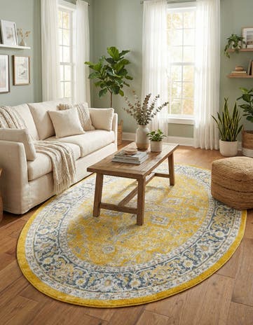 Yellow Havana Oval Rug