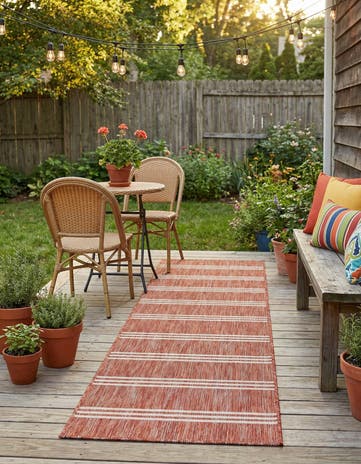 Rust Red Easy-Clean Jill Zarin Anguilla Indoor / Outdoor Runner Rug