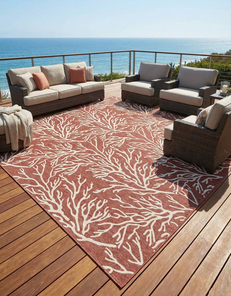 Detail image of 12' x 12'  Washable Coastal Indoor / Outdoor Square Rug