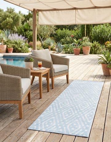 Light Blue Easy-Clean Sabrina Soto Ella Indoor / Outdoor Runner Rug