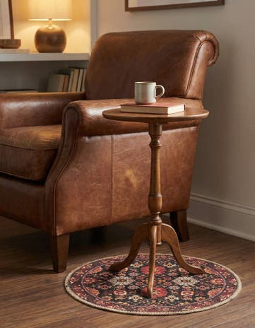 Black Washable Timeless Round Rug