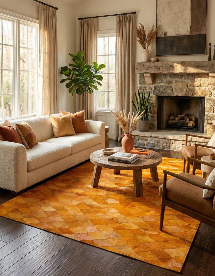 Detail image of 5' 1 x 8' Cowhide Stocks Rug