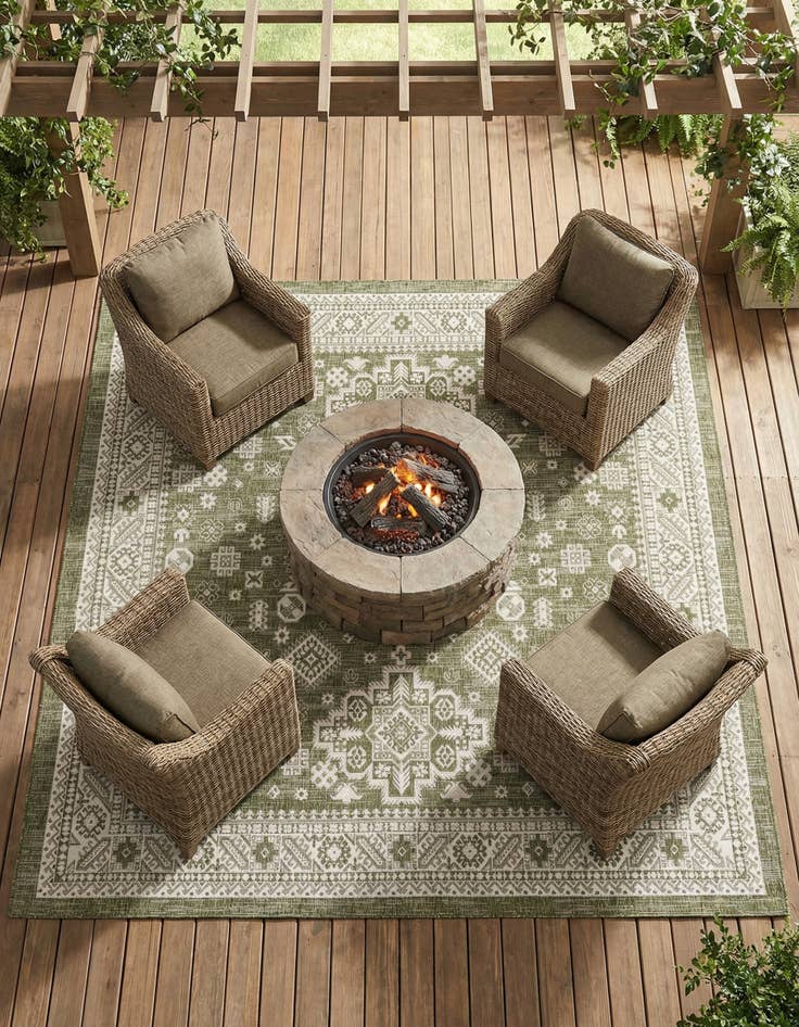 Detail image of 10' x 10'  Washable Aztec Indoor / Outdoor Square Rug