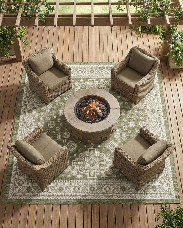 10' x 10' Easy-Clean Aztec Indoor / Outdoor Square Rug