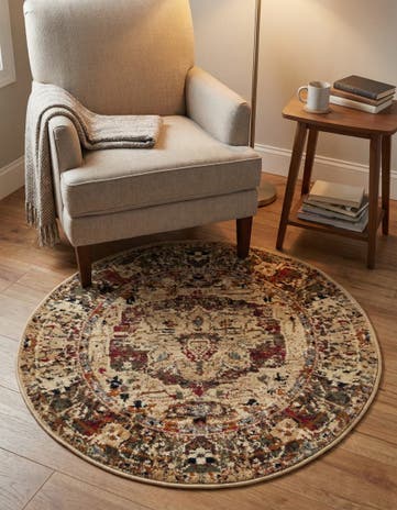 Cream Saturn Round Rug