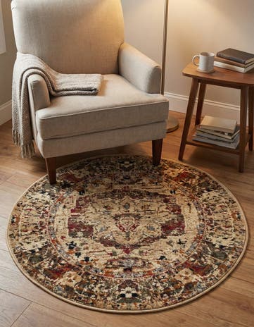 Cream Saturn Round Rug