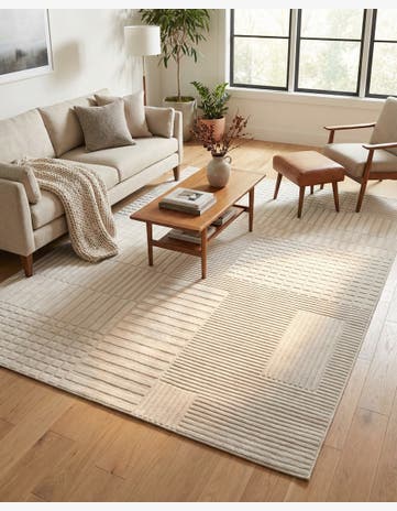 Ivory White Textura Designer Rug
