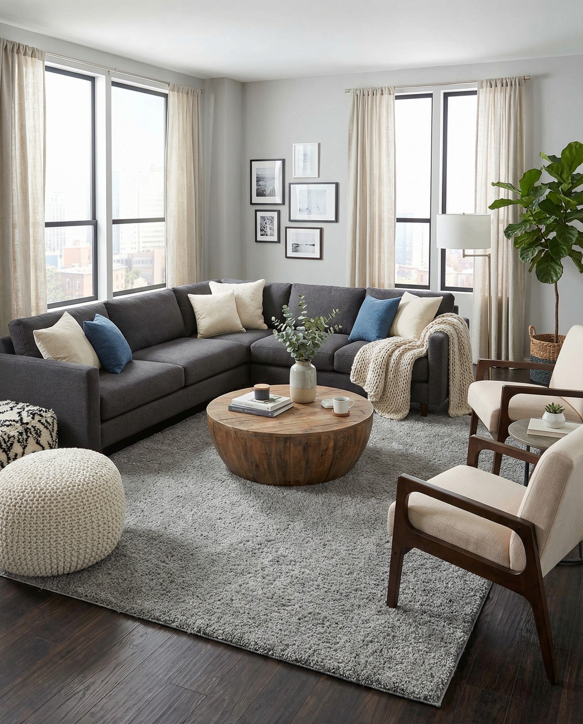 Primary image  9' x 12' 2 Solid Shag Rug