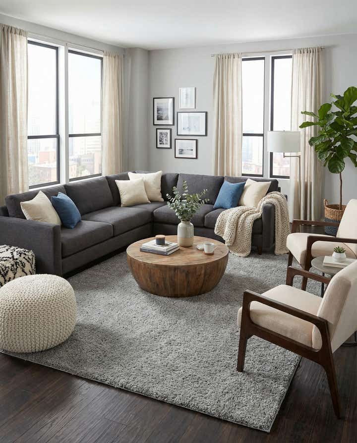 9' x 12' 2 Solid Shag Rug